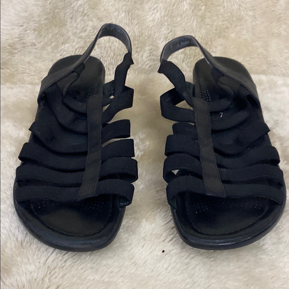 9.5-10 Women's Black Elaatic Comfort Sandals